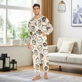 thumbnail image 3 of Adult Christmas Onesie Cute Cat Paw Footprints Background Repeating Zipper One-Piece Pajamas Unisex with Pockets, 3 of 6