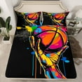 thumbnail image 2 of Castle Fairy Sport Basketball Twin Sheet Sets 3pcs for Kids Teens Adults,Ball Gamer Twin Fitted Sheet Microfiber,Abstract Graffiti Splash Breathable Flat Sheet,Microfiber Bedroom Decor, 2 of 7