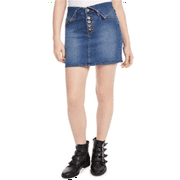 Kendall Kylie Women's Flipped Waistband Denim Skirt Blue Size XL