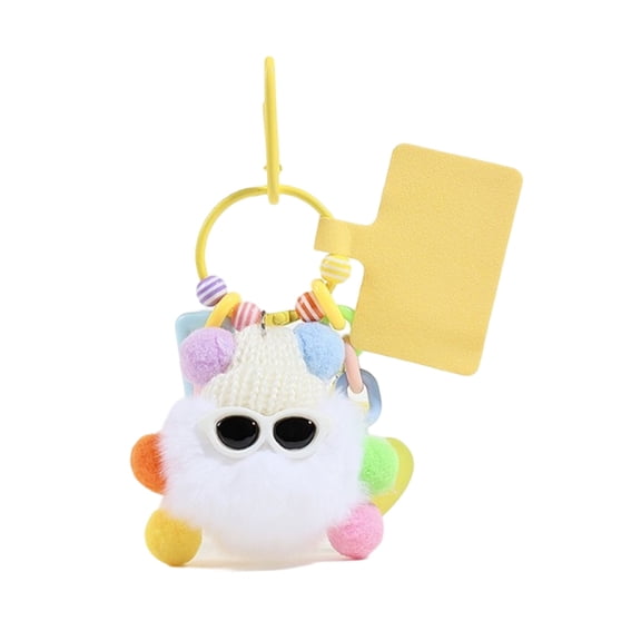 Acahhotxx Monster Keychain, Hair Keychains Bag Charm Dolls Bag Charm Pendants Unique Coal Keychains Bag Hangings - White