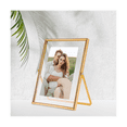 thumbnail image 3 of Gold Floating Picture Frame Set of 2, Gift Metal Glass Photo Frames, for Tabletop Display Vertically, 3 of 6