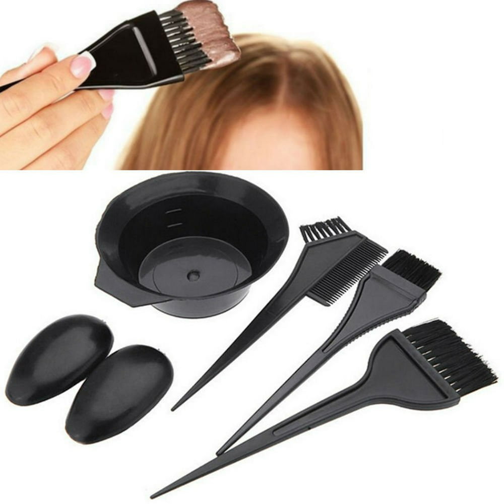 5 Pcs/Set Black Hair Dye Set Kit Hairdressing Brushes Bowl Combo Salon Hair Color Dye Tint DIY