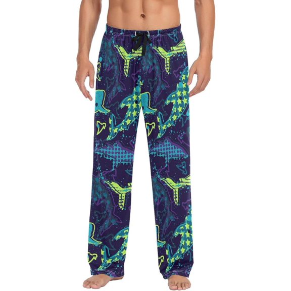 GZHJMY Shark Pajama Pants for Men, Lounge Pants Lightweight Men Pajama Bottoms with Drawstring Pockets, Christmas New Year Birthday Gifts, X-Large