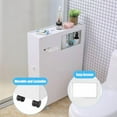 thumbnail image 4 of Toilet Slim Bathroom Storage Cabinet, Narrow Cabinet with Drawer and Wheel,2 Drawers Toilet Slim Floor Cabinet for Bathroom,White, Small, 4 of 6