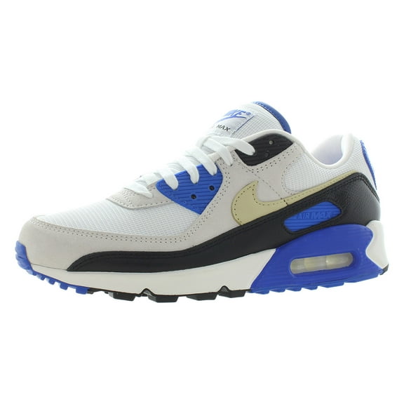 NIKE Air Max 90 Men's Trainers Sneakers, White Racer Blue Black Khaki, 9.5