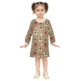 thumbnail image 2 of Girls' long-sleeved dress Plaid Bowknot Leaves Pattern Girls' A-line dress with ribbed cuffs Soft and comfortable, 2 of 6