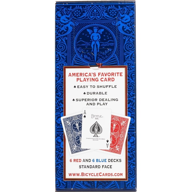 Bicycle Standard Playing Cards, Poker Size, 12 Pack (Red & Blue