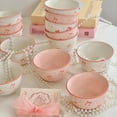 thumbnail image 2 of 2 Pcs Pink Bow Ceramic Bowls with Spoon Set 10oz Coquette Cute Soup Bowl Preppy Dessert Pudding Fruit Salad Decorations for Kitchen Decoration Pink White Bowl, 2 of 5
