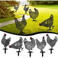 thumbnail image 1 of Arte de patio de pollos: adornos realistas hechos a mano de acrílico negro, diseño exquisito, estatua de silueta de animales de gallo ahuecada para decoración de césped de jardín de caminos, 1 of 8