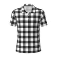 thumbnail image 2 of Daiia Black White Plaid Pattern Men’s Polo Shirts,Solid Deck Shirt,Classic Fit, Breathable Cotton Polo for Casual and Sport Wear-XX-Large, 2 of 7