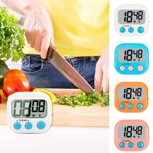 Temporizador digital de cocina | Contador atrás y contador con memoria | Soporte magnético y soporte retráctil | Máximo de 99 minutos | Alarma audible | Portátil 2,83x2,56 pulgadas | Blanco, azul