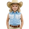 thumbnail image 4 of LYHaoo Boys And Girls Western Cowboy Shirt,Fringe Shirt Sleeveless Button Down Tassel Shirts for Kids,9-10 Years, 4 of 6