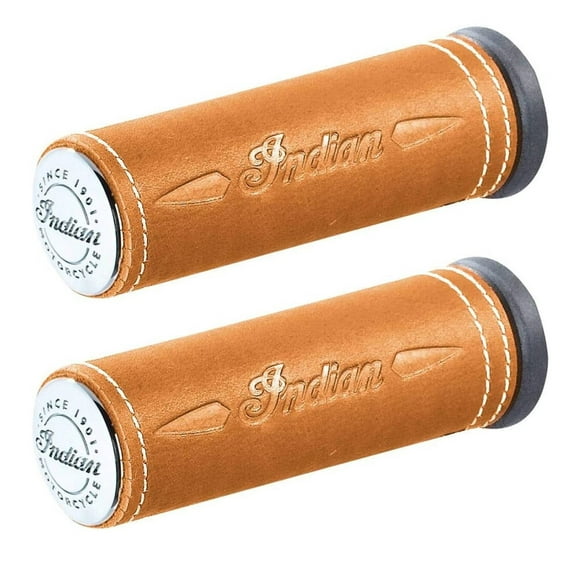 Indian Motorcycle Genuine Leather Handlebar Grip Wraps, Pair, Desert Tan | 2879999-05