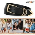 thumbnail image 6 of SUOSDEY 3 Pack Women's Leather Belts for Jeans Dress Pants Fashion Ladies Leather Belts with Gold Buckle, 6 of 7