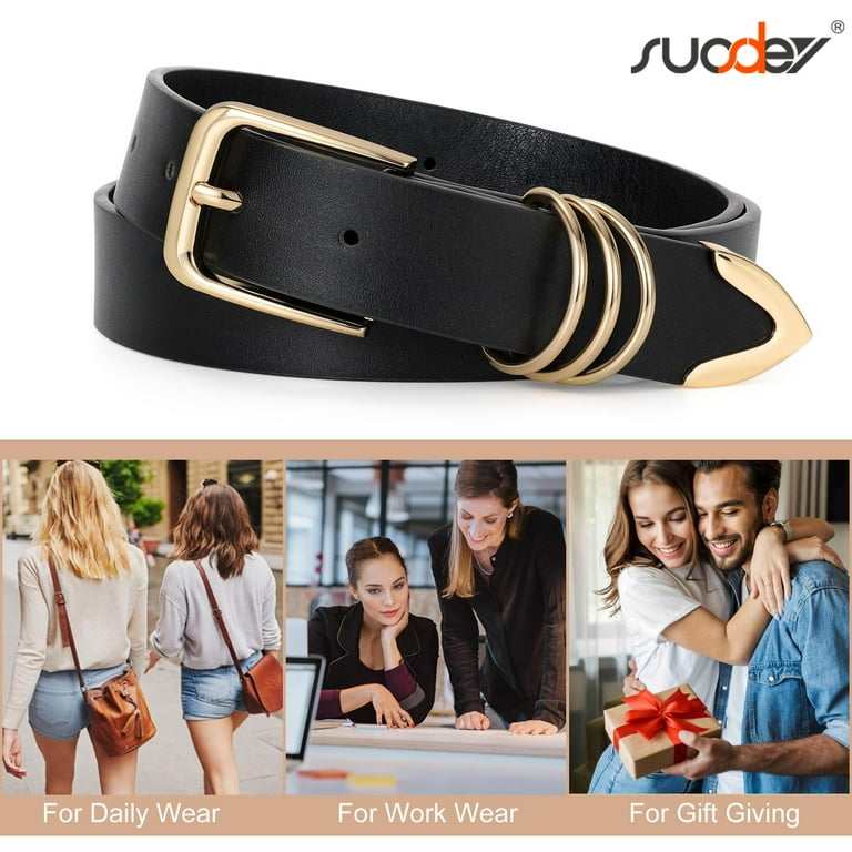 Suosdey 3-Pack Women's Leather Belts with Gold Buckle photo 6