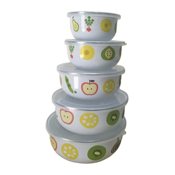 Juego de 5 cuencos para mezclar, cuenco para sopa redondo multifuncional para frutas y ensaladas, para preparar alimentos Flores de frutas