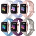 thumbnail image 1 of Paquete de 6 bandas compatibles con Apple Watch Band 40 mm, 38 mm, 44 mm, 42 mm, 41 mm, 45 mm, mujeres y hombres, pulseras de repuesto de correa deportiva impermeable de silicona suave para, 1 of 5