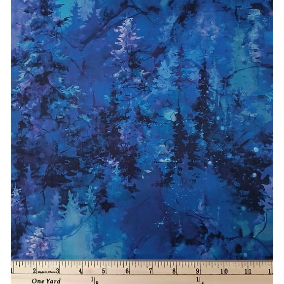 Cotton Illuminations Watercolor Look Tree Forest Scene Northcott Cotton Fabric Print by the Yard (DP27005-46)