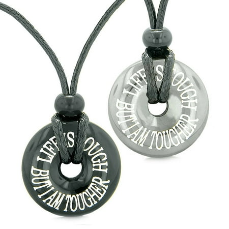 Amulets Life is Tough But I am Tougher Love Couples or Best Friends Donuts Hematite Black Agate