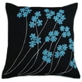 thumbnail image 1 of S4Sassy Black Floral Embroidered Square Bed Pillow Case Cotton Pillowcases Home Decor-24 x 24 Inches, 1 of 7