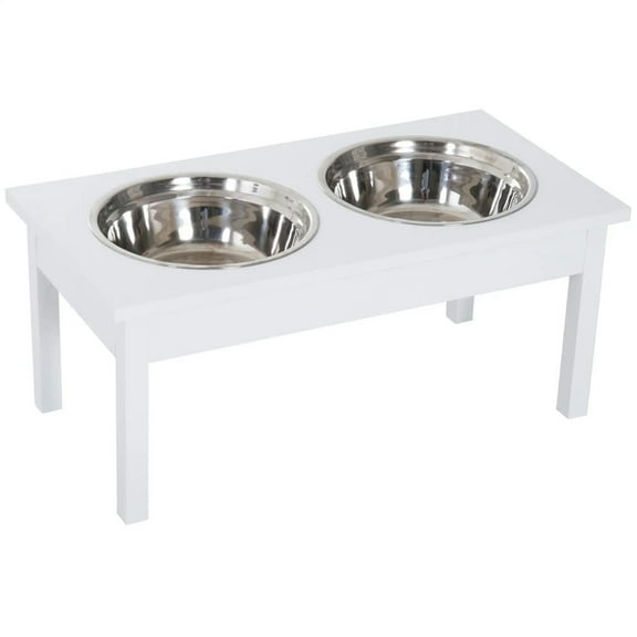 Spaco 23" Wooden Heavy Duty Dog Food Bowls, Pet Elevated Feeding Station, White