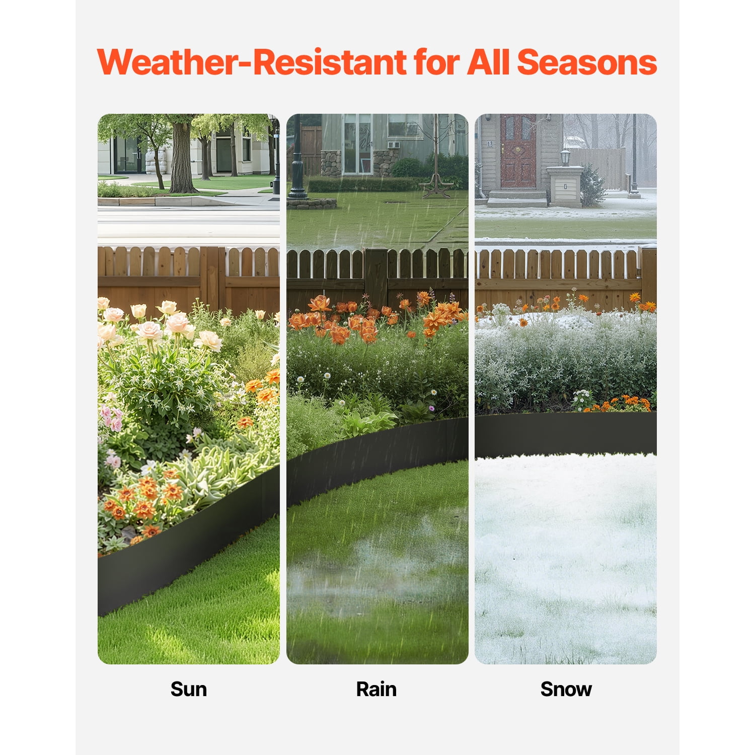 KFFKFF Iron Garden Border, Set of 6, 40 x 8 inches, Corrosion-Proof Metallic Garden Border, Flexible Outdoor Edging, Robust Grass Divider, Simple to Set Up, Black Divider for Yard Pathway Flower Bed