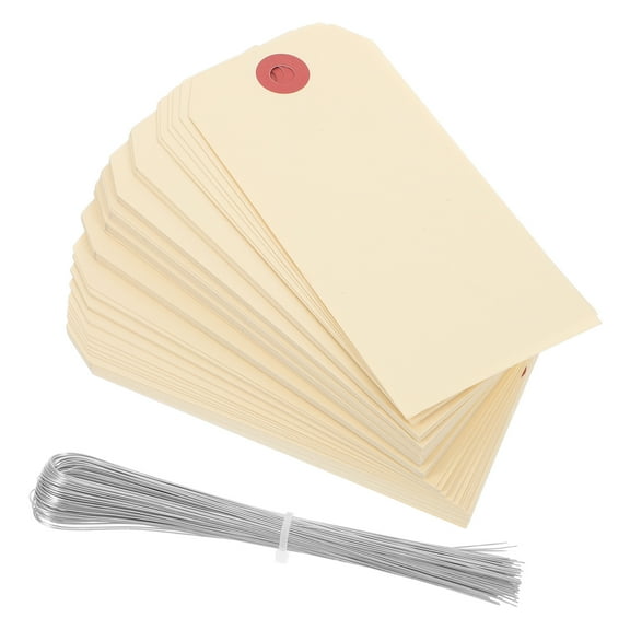 MUSEYA 100Pcs Blank Design Manila Tags With Wire For Logistics And Shipping 12.00X6.00X0.10Cm
