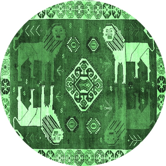 Ahgly Company Indoor Round Animal Emerald Green Traditional Area Rugs, 4' Round