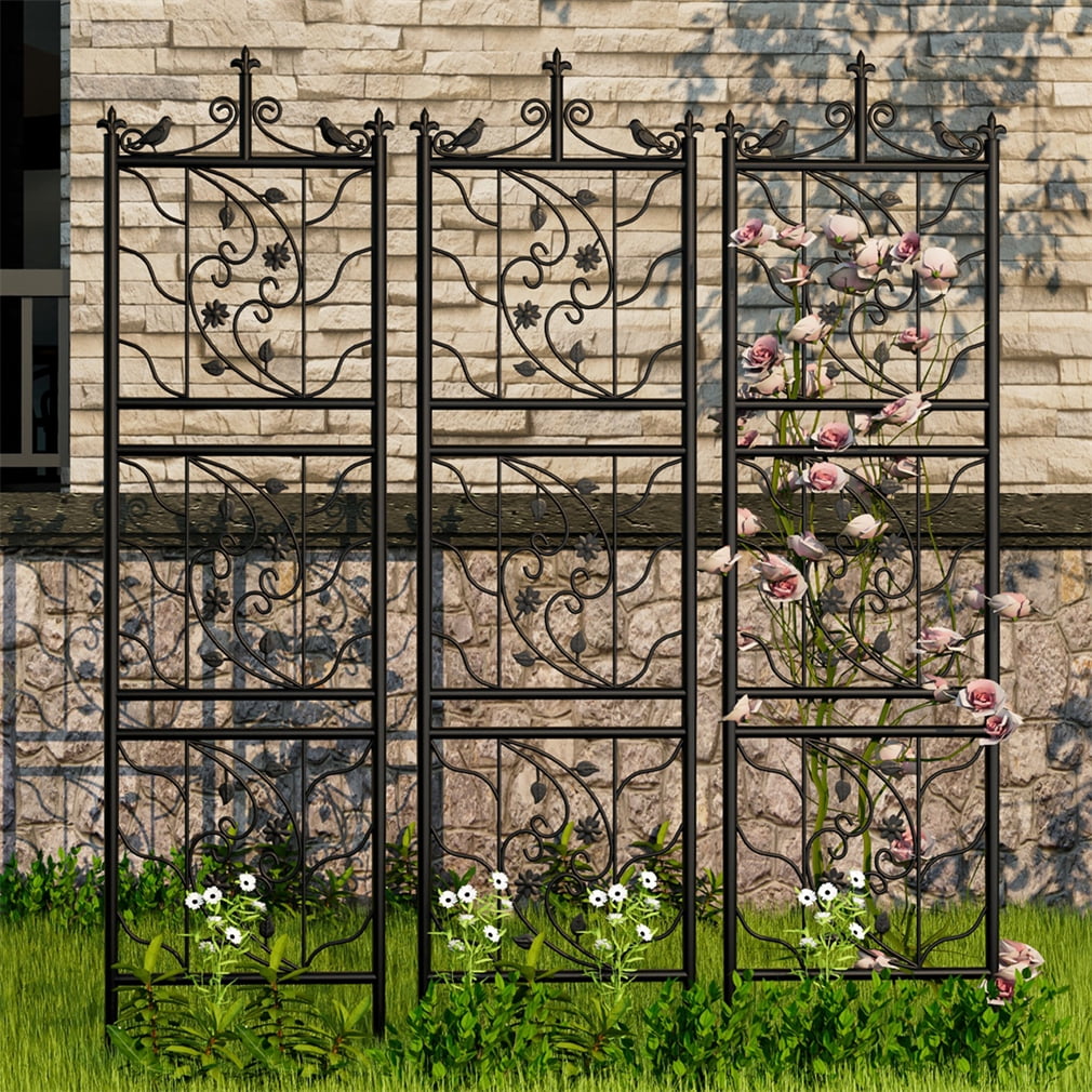 Wisfor 2Pack Thicken Iron Garden Trellis Climbing Plants Trellis Fence Outdoor Garden Backyard Decoration, 67.7x19.7inch