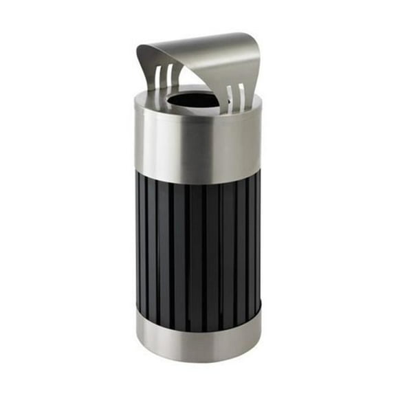Commercial Zone 72774399 Riverview 2 Canopy Top Stainless Steel and Black Powder-Coated Steel Waste Receptacle