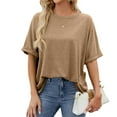 thumbnail image 7 of Women's Fashion Casual Solid Color Round Neck Loose Short Sleeved T Shirt Top Short Sleeve T Shirts for Women Athletic Wear for Woman Women's Loose Fit Tees Tops for Leggings Short Sleeve Our Womens, 7 of 7