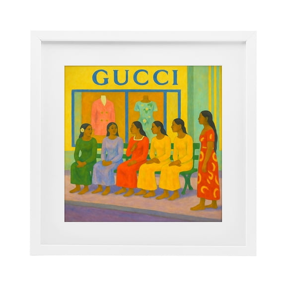 Stupell Industries Eclectic Gaugin Style Glam White Framed Print Under Glass, 13 x 13, by Grotto Studios