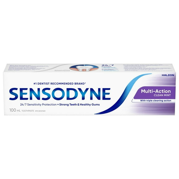 Sensodyne Multi-Action Toothpaste, Strengthens and Protects Sensitive Teeth, Clean Mint 100 mL, 100 mL Clean Mint