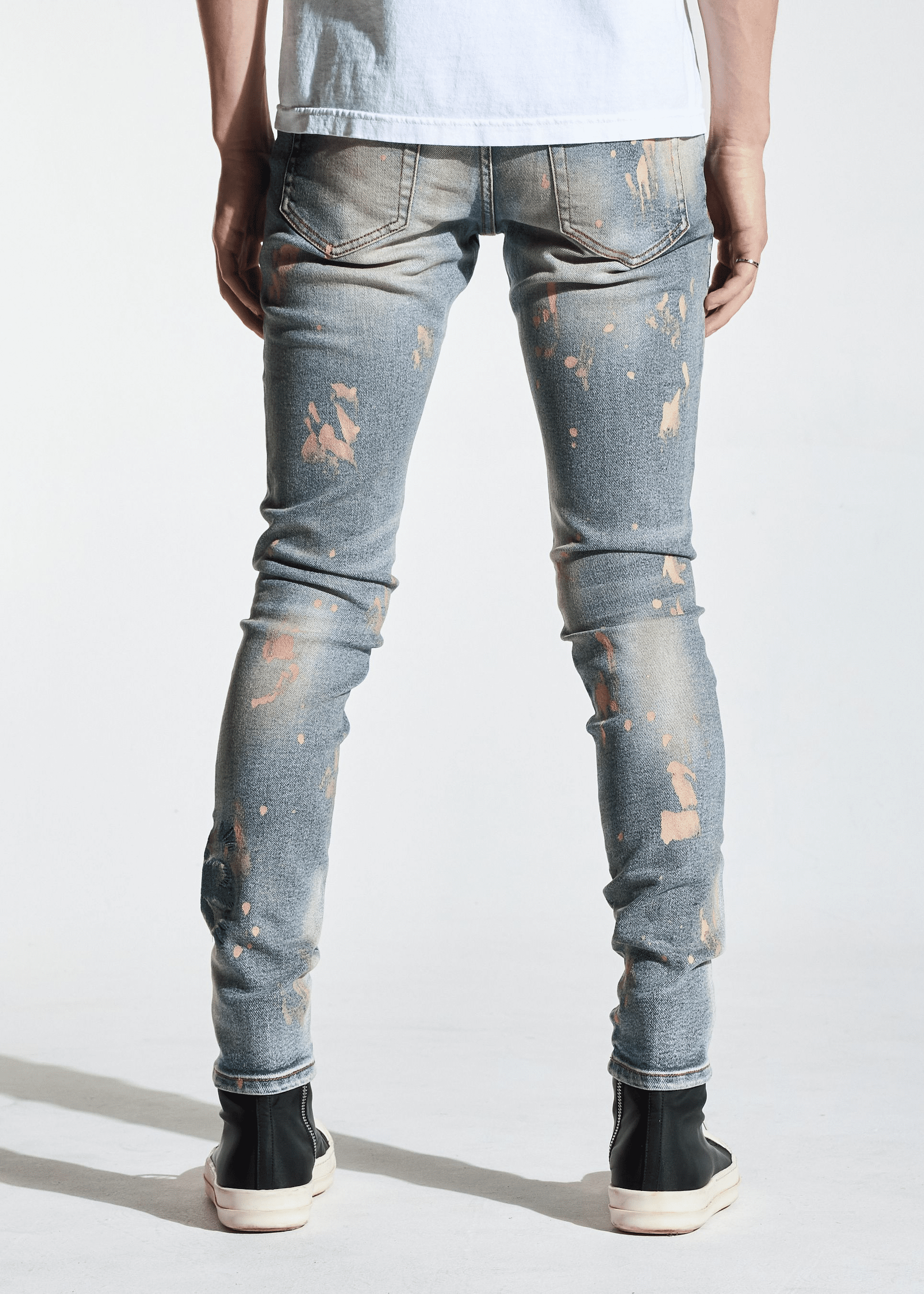 【COLOR iN ID】Teal Black Damage Denim Brain Dead Type 02: 14.1oz Selvedge Denim, Washed Indigo