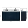 thumbnail image 3 of Ariel Kelly 67 Inch Double Rectangular Sink Bathroom Vanity With Italian Carrara Marble Countertop 1.5 Inch Edge In Midnight Blue, 3 of 12