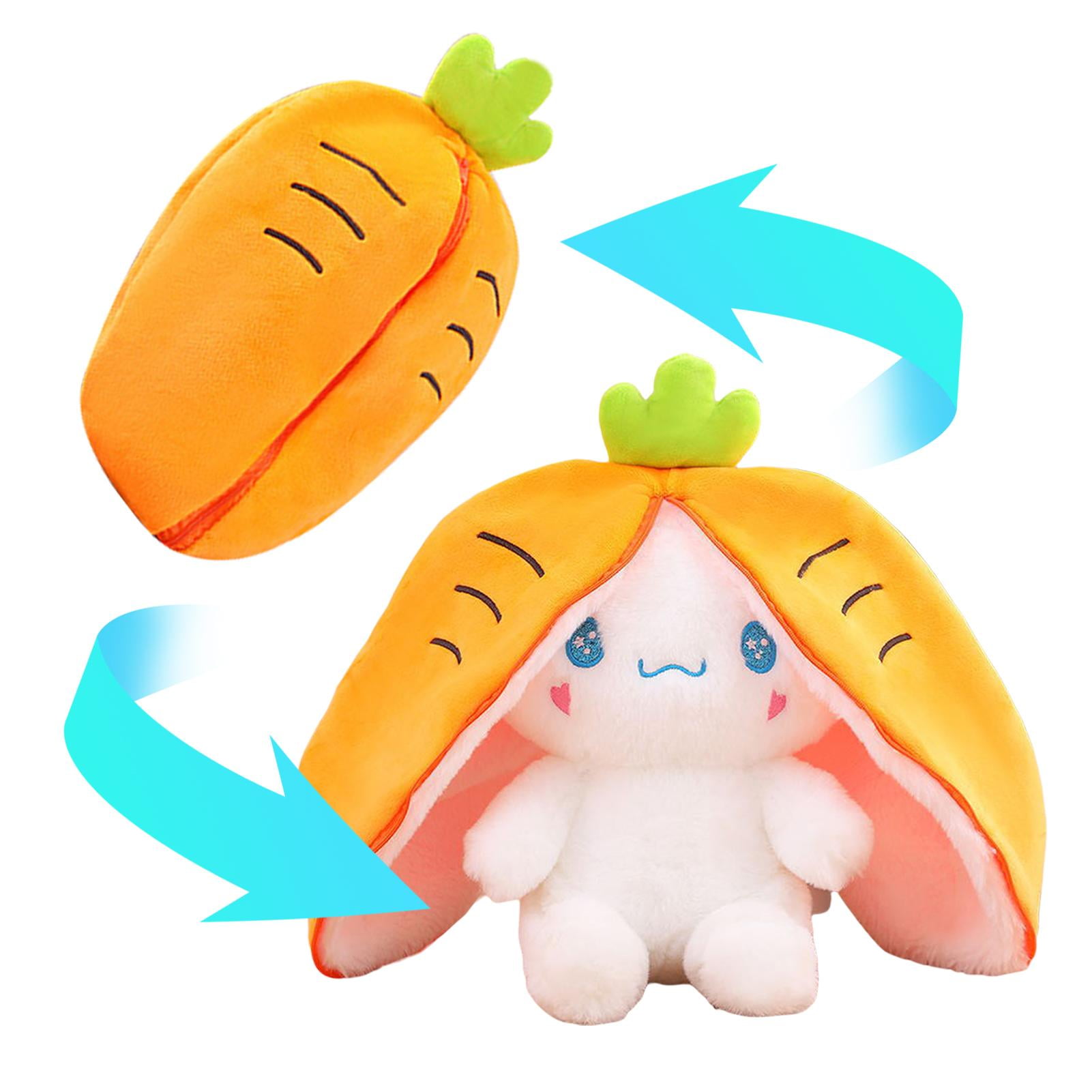 Reversible Carrot Strawberry Dog Easter Carrot Strawberry Stuffed Dog Plush Toy Pillow