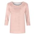 thumbnail image 6 of Bovxnpu 3/4 Length Sleeve Womens Tops, Cotton Casual Tunic Tops for Women Loose Dressy, Women's Fashion Solid Loose T-shirt 3/4 Sleeves Blouse Round Neck Casual L, 6 of 6