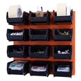 thumbnail image 2 of OmniWall Bin Storage System- Wall Mounted 16" x 16" Metal Garage Tool Organization System (Orange), 2 of 4