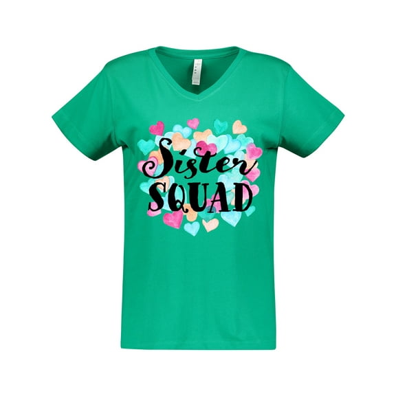 Inktastic Sister Squad hearts Women's V-Neck T-Shirt