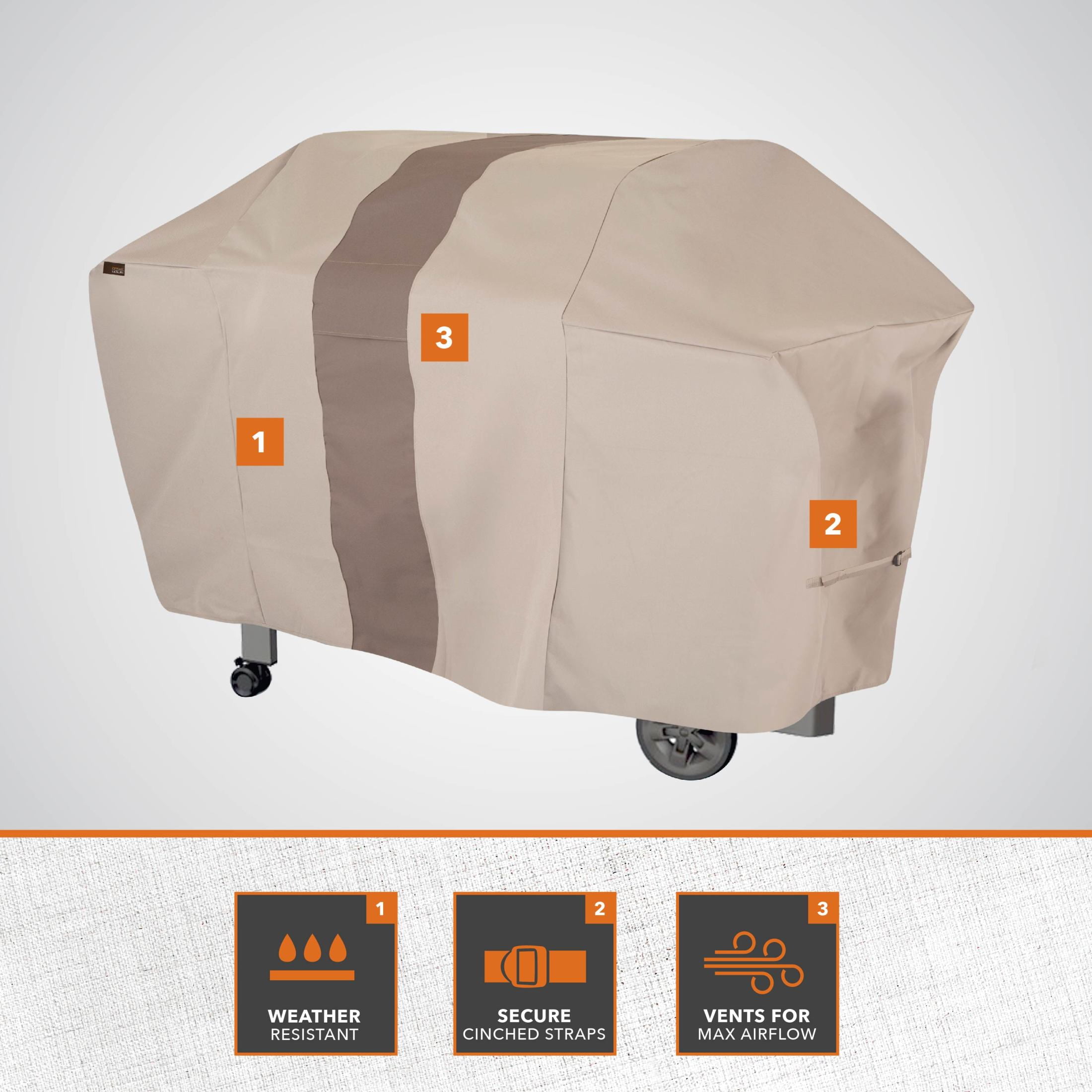 Modern Leisure Monterey 73 in. Outdoor Patio Grill Cover, 73"L x 25"W x 44.5"H, Beige