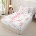 thumbnail image 2 of Manfei Sweet Floral Zipper Full Size Comforter Sets with Fitted Sheet and 2 Pillowcases,Cartoon Initial L Zipper Bedding Set,Pink,Pink Reversible4pcs, 2 of 8