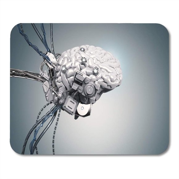 POGLIP Intelligence Android 3D Rendering Robot Brain Wires Artificial Cables Mousepad Mouse Pad Mouse Mat 9x10 inch