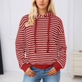 thumbnail image 2 of SGMVNU Sweatshirts for Women Hoodie Pullover Striped Hooded Sweatshirt Long Sleeve Casual Pullover Top Soft Athletic Sweatshirt with Front Pocket Workout Winter Clothes(Red, Size 2XL), 2 of 5