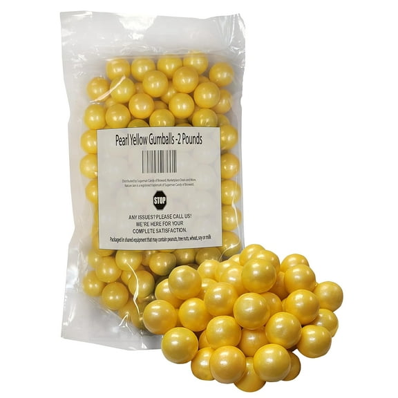 Pearl Yellow Gumballs -2 Pounds Round Shiney Gum Balls For Candy Buffets & Parties