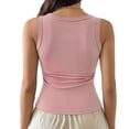thumbnail image 3 of Wevis Women's Ribbed Tank Top with Built-in Bra, Scoop Neck Fitted Cami for Summer - PINK_S, 3 of 6