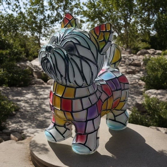 Stained Glass-Textured Acrylic Dog Lamp, Handmade Multi-Colored Mosaic Night Light, Home And Office Decoration, Unique Gift Choice