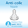 thumbnail image 4 of (3 pack) Dr. Brown's Natural Flow Level 2 Narrow Baby Bottle Nipple, Medium Flow, 3m+, 100% Silicone, 6 Pack, 4 of 9