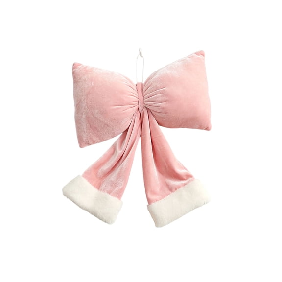 Christmas Bow Hanging Ornament, Large Fabric Bow Decoration for Tree Wreath Door