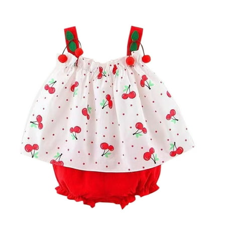 

TAIAOJING Toddler Baby Girl Clothes Suspenders Polka Dot Print Dress Tops Shorts Set Outfits For Girl 12-18 Months