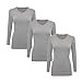 thumbnail image 3 of Natural Uniforms T-Shirt à Manches Longues en V pour Femmes Pack de 3 - Pack de 3 (X-Small, 3 Pack Gris), 3 of 4
